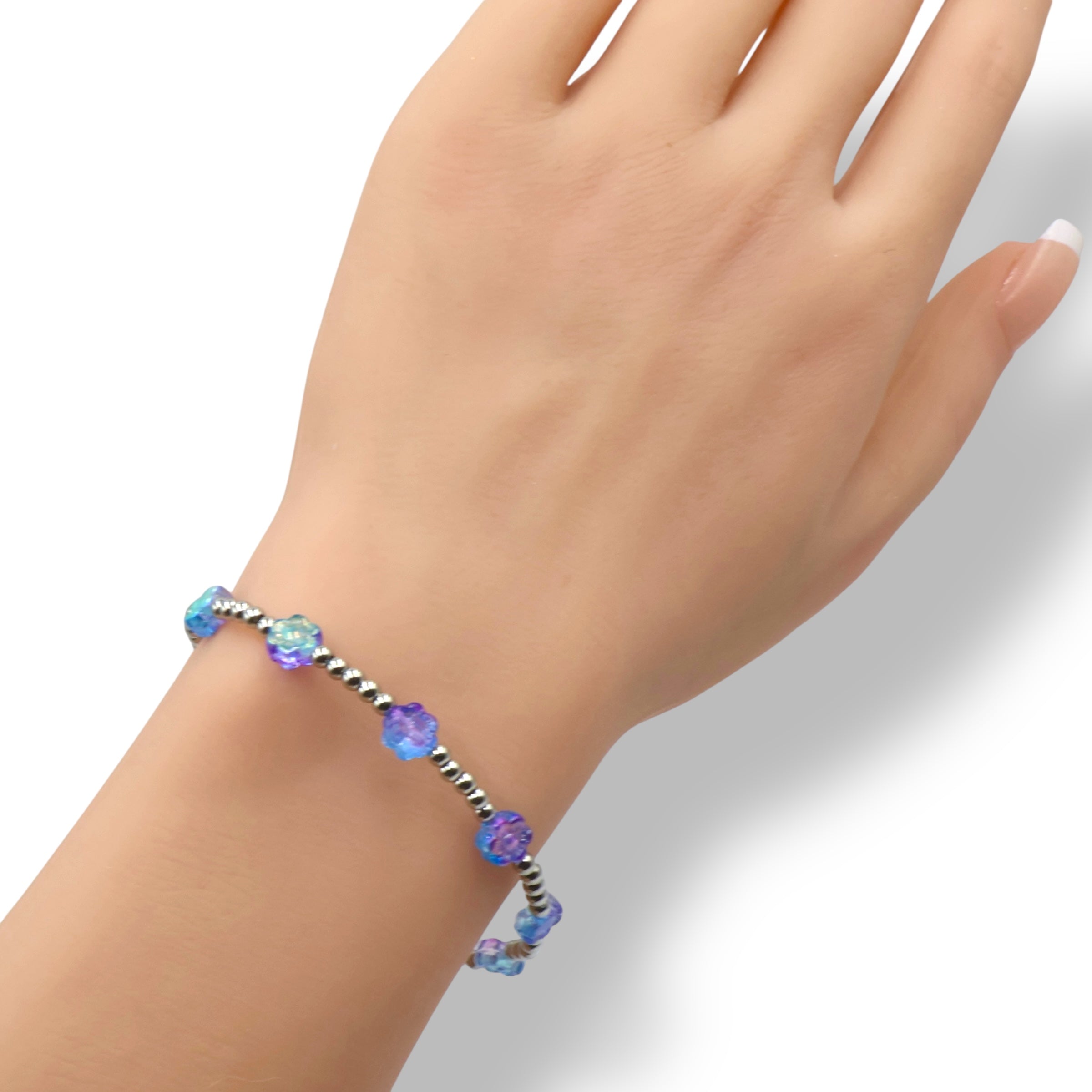Flower Power Bracelet ~ Blue Orchid