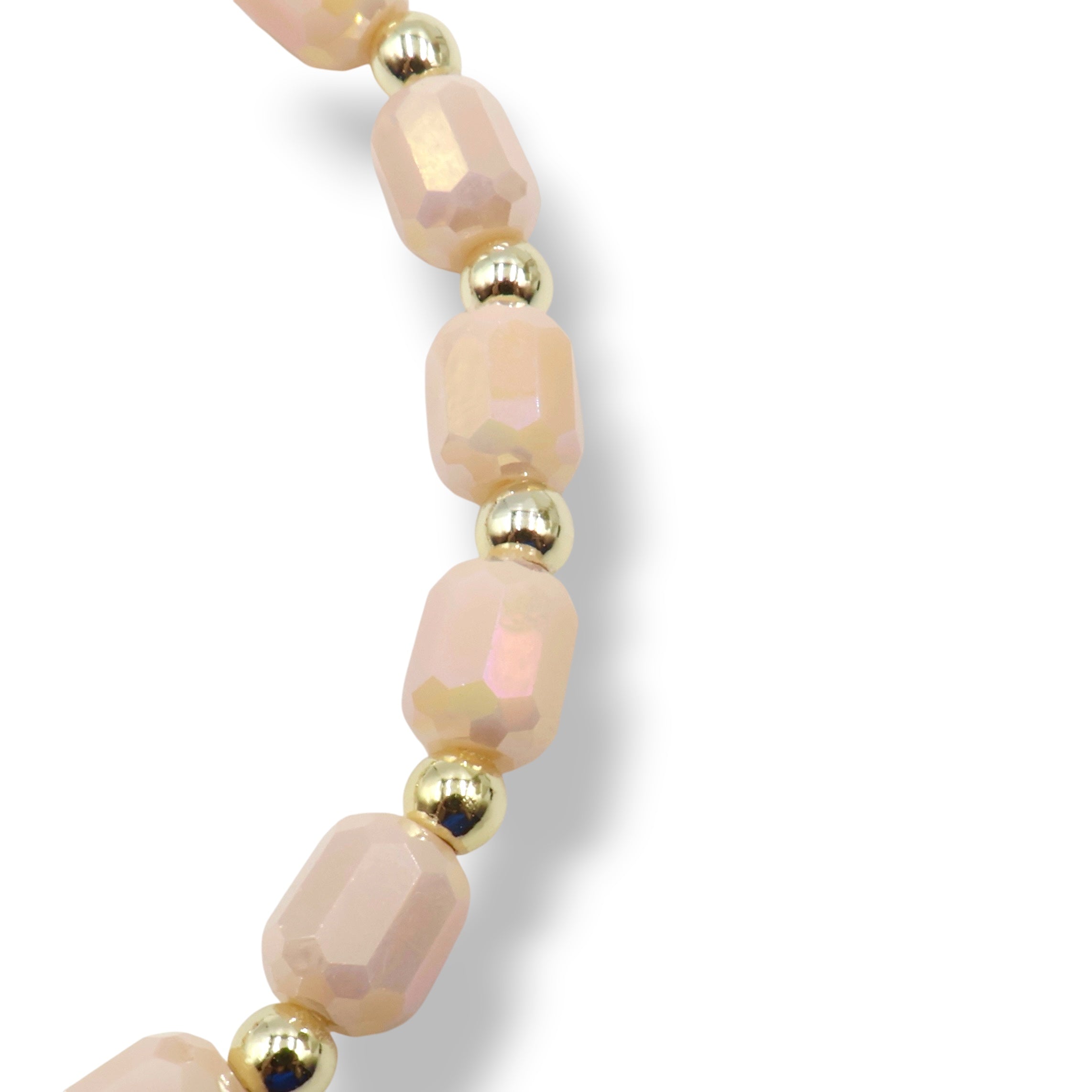 Faceted Pillar Bracelet with Apricot Charm ~ Bisque ~ 6mm