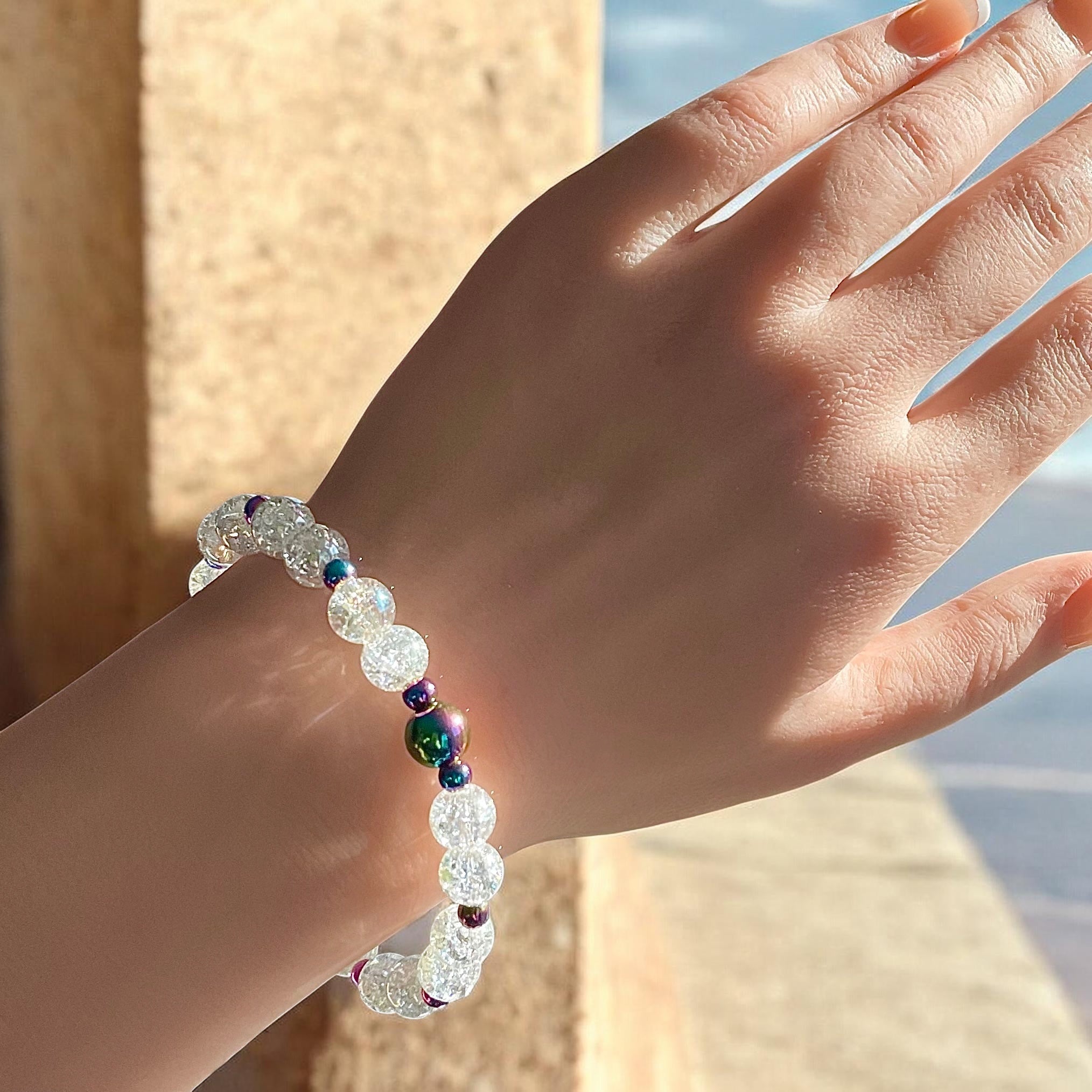 Crackle & Chrome Rainbow Bracelet