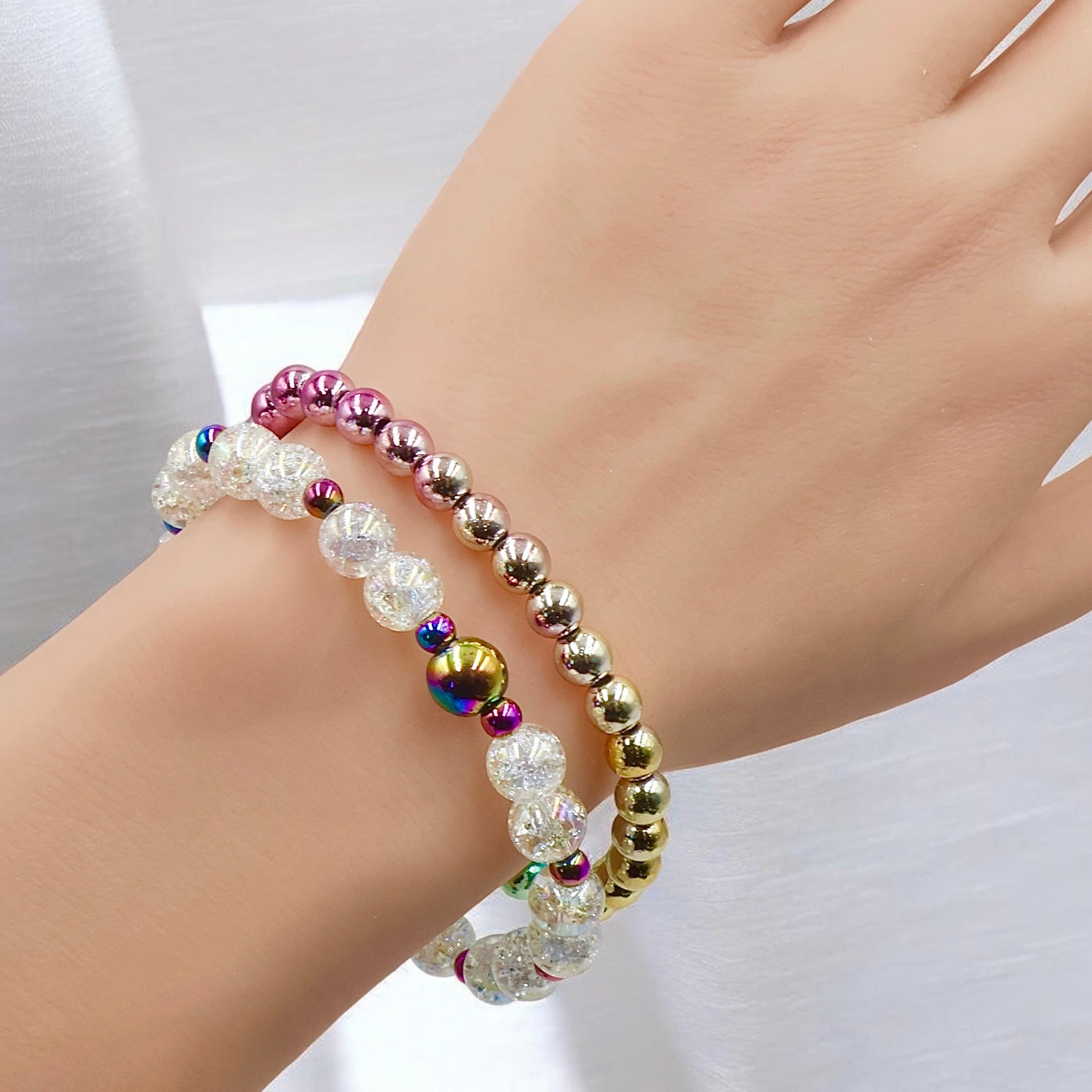 Crackle & Chrome Rainbow Bracelet