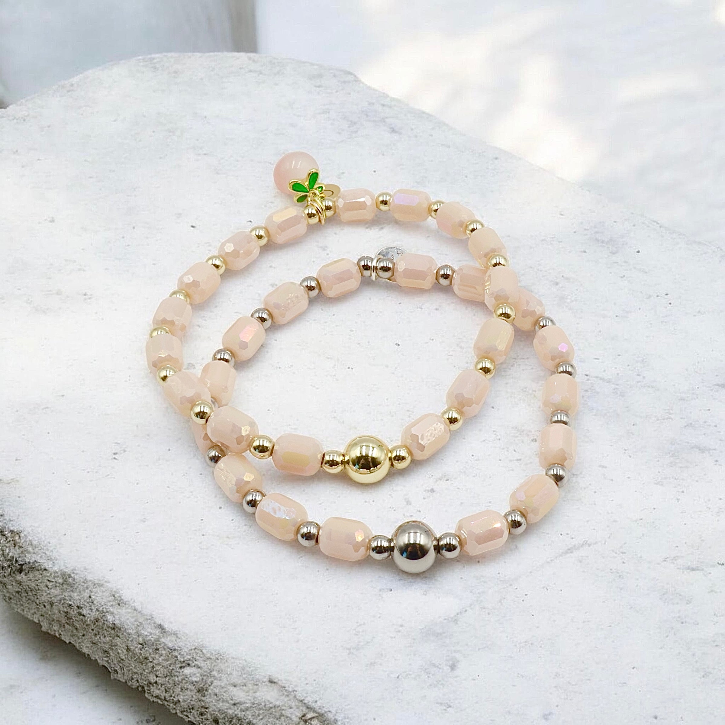 Faceted Pillar Bracelet ~ Bisque ~ 6mm
