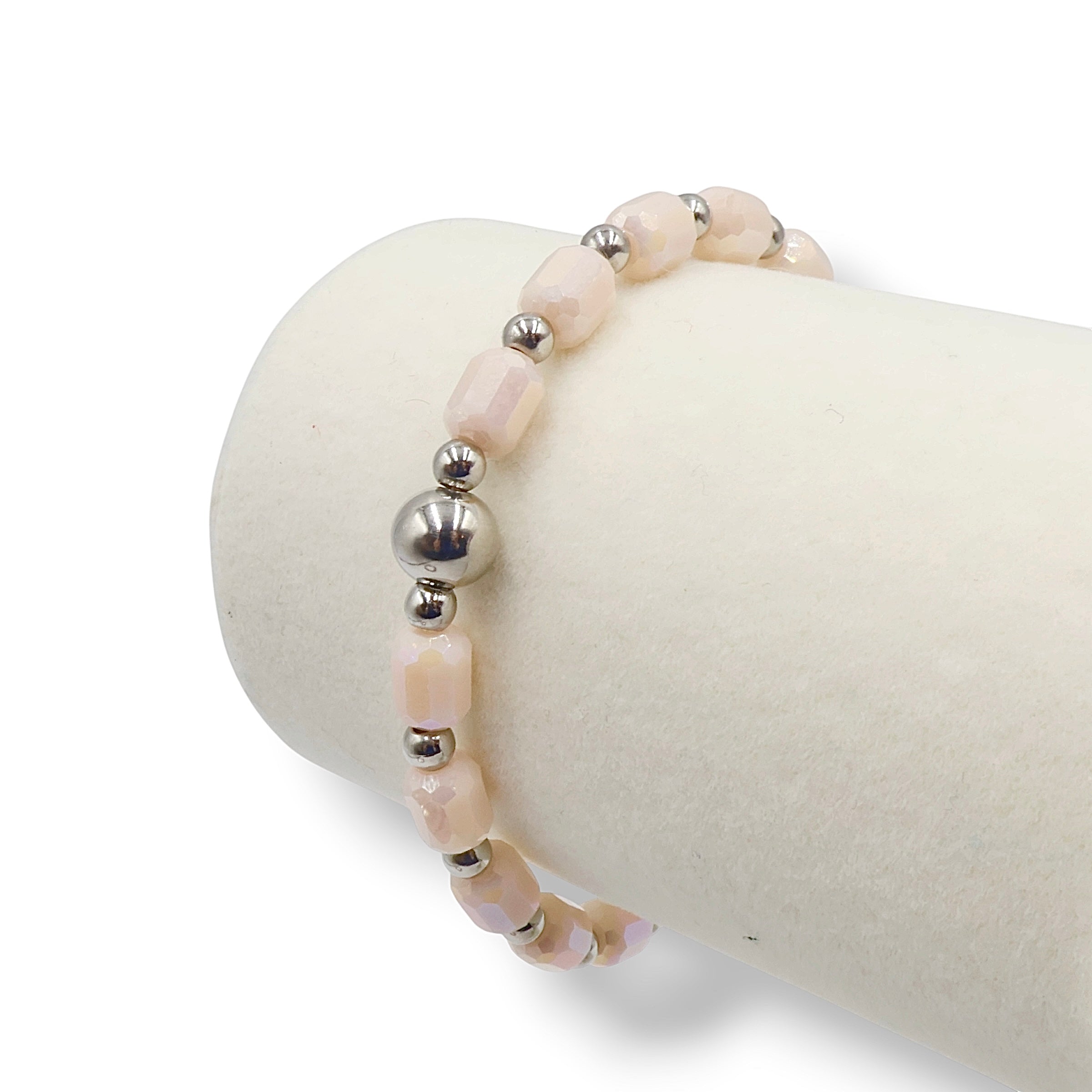 Faceted Pillar Bracelet ~ Bisque ~ 6mm