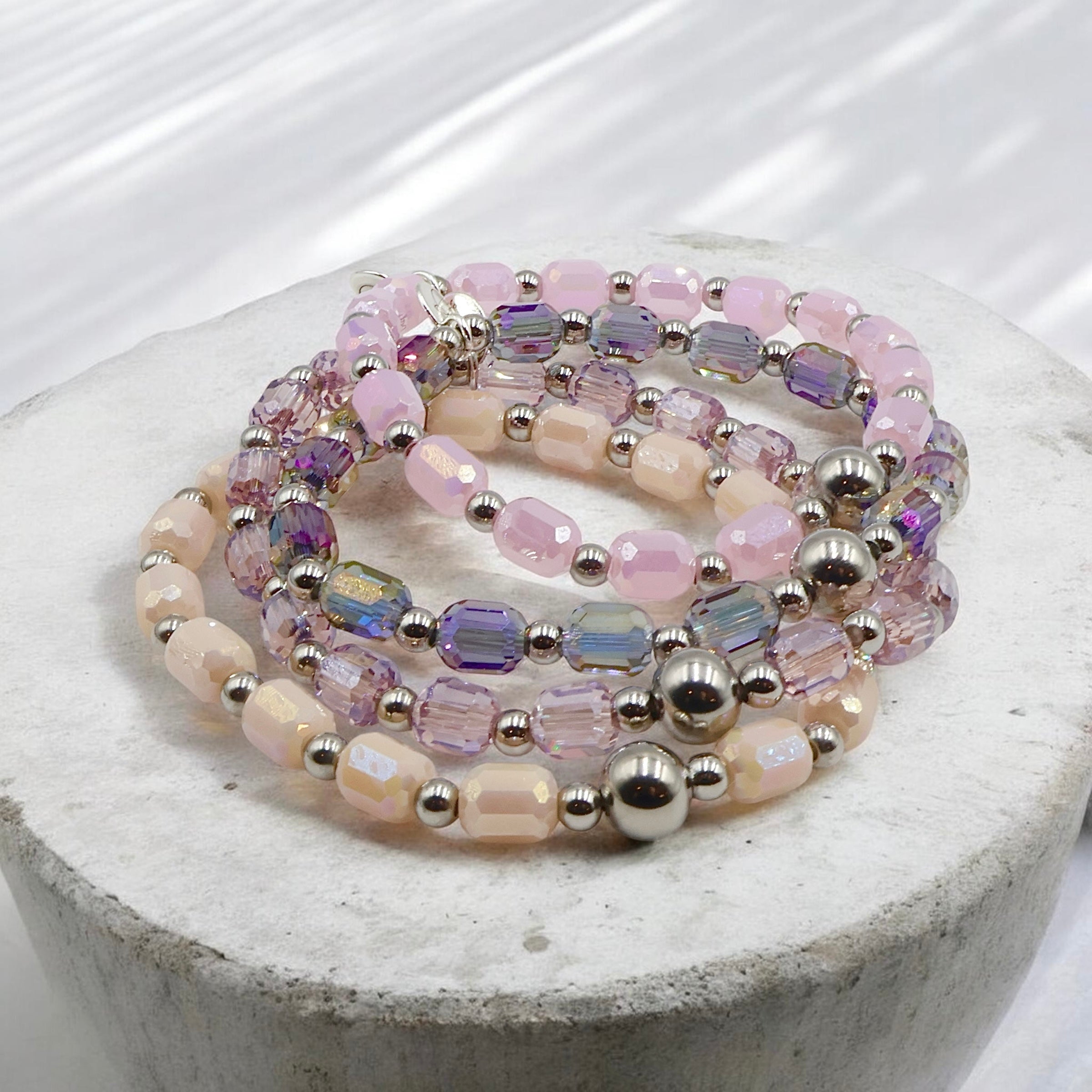 Faceted Pillar Bracelet ~ Blue Iris ~ 6mm