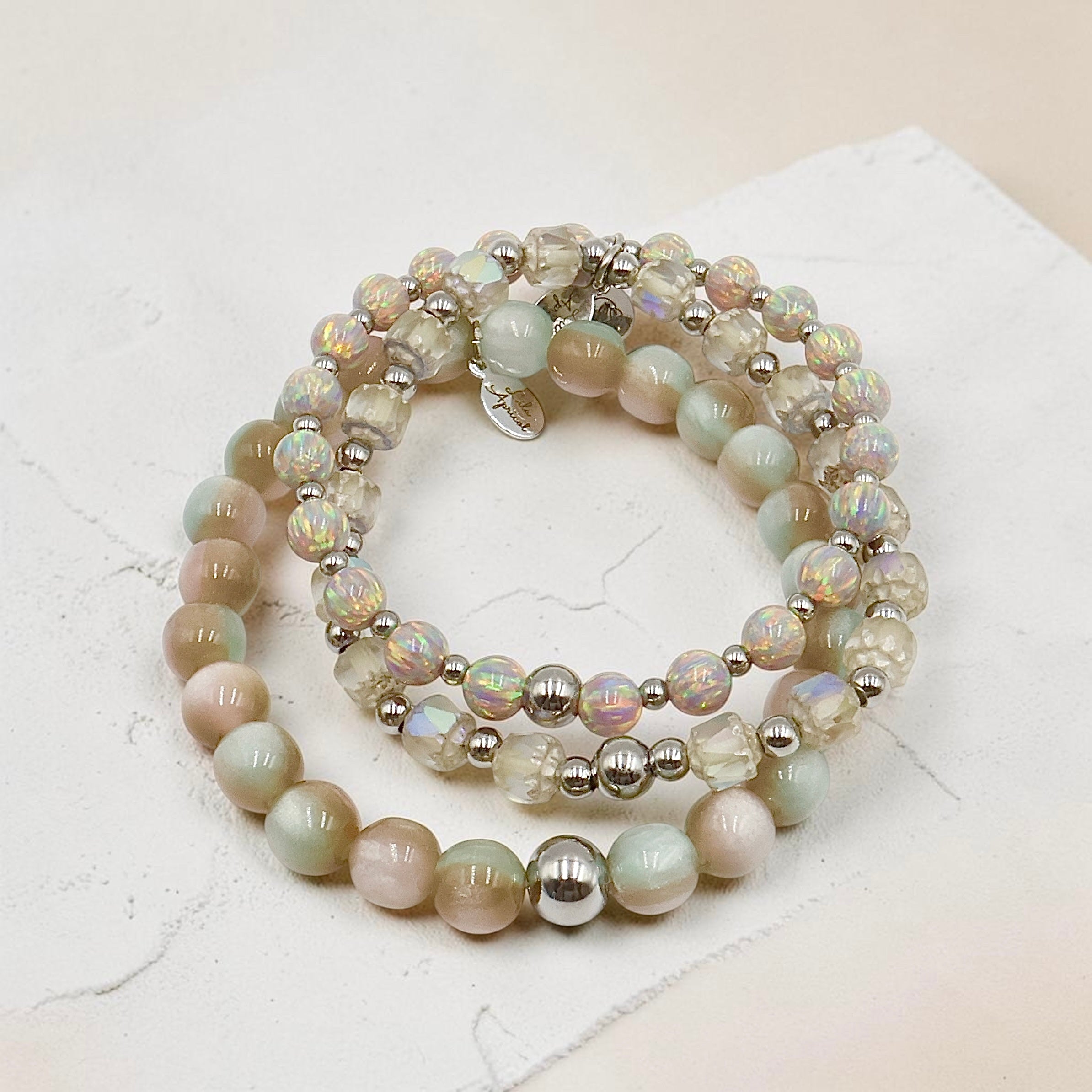Opal Tennis Bracelet with Polished Accents ~ Desert Sand