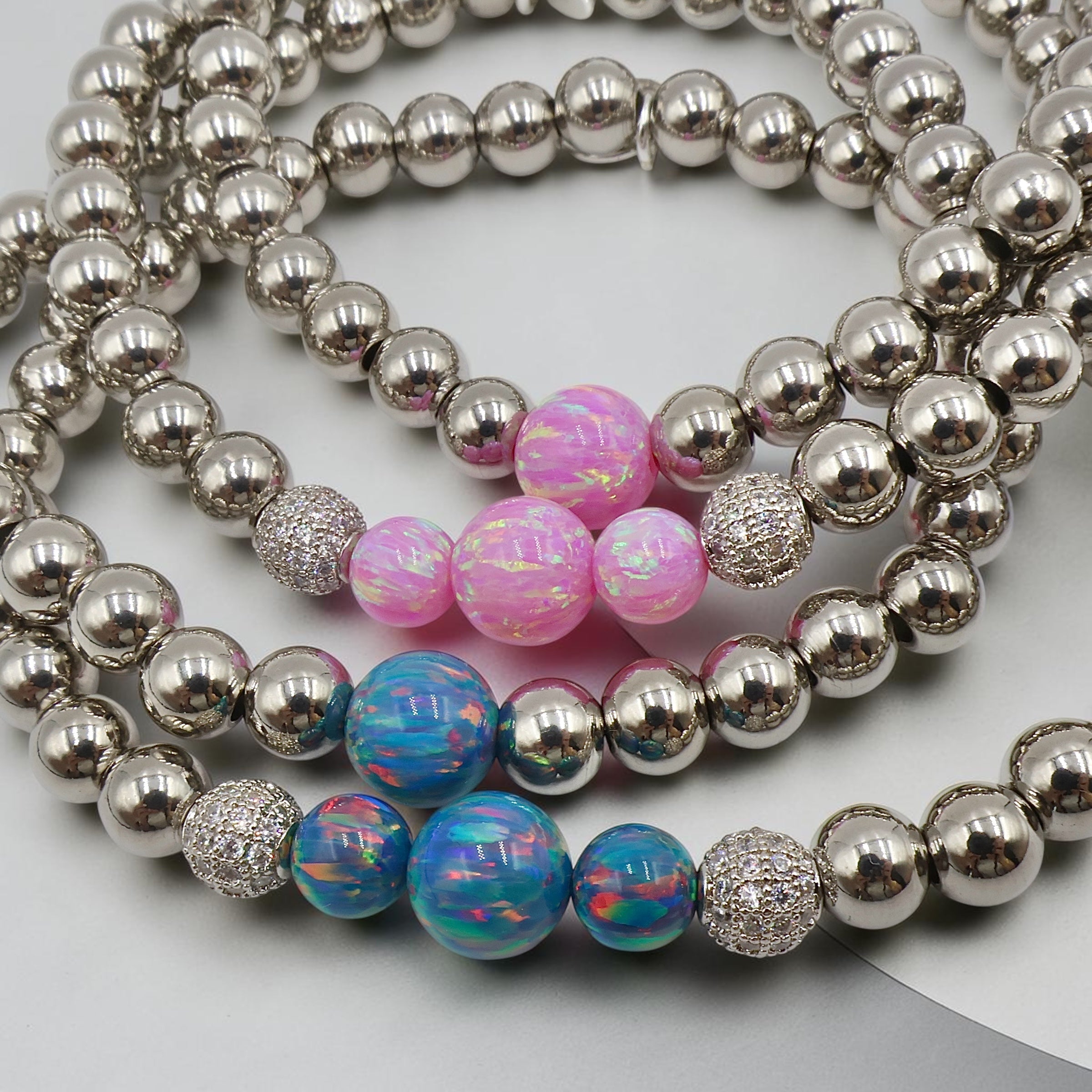3-Opal Cascade Bracelet ~ Pink Topaz