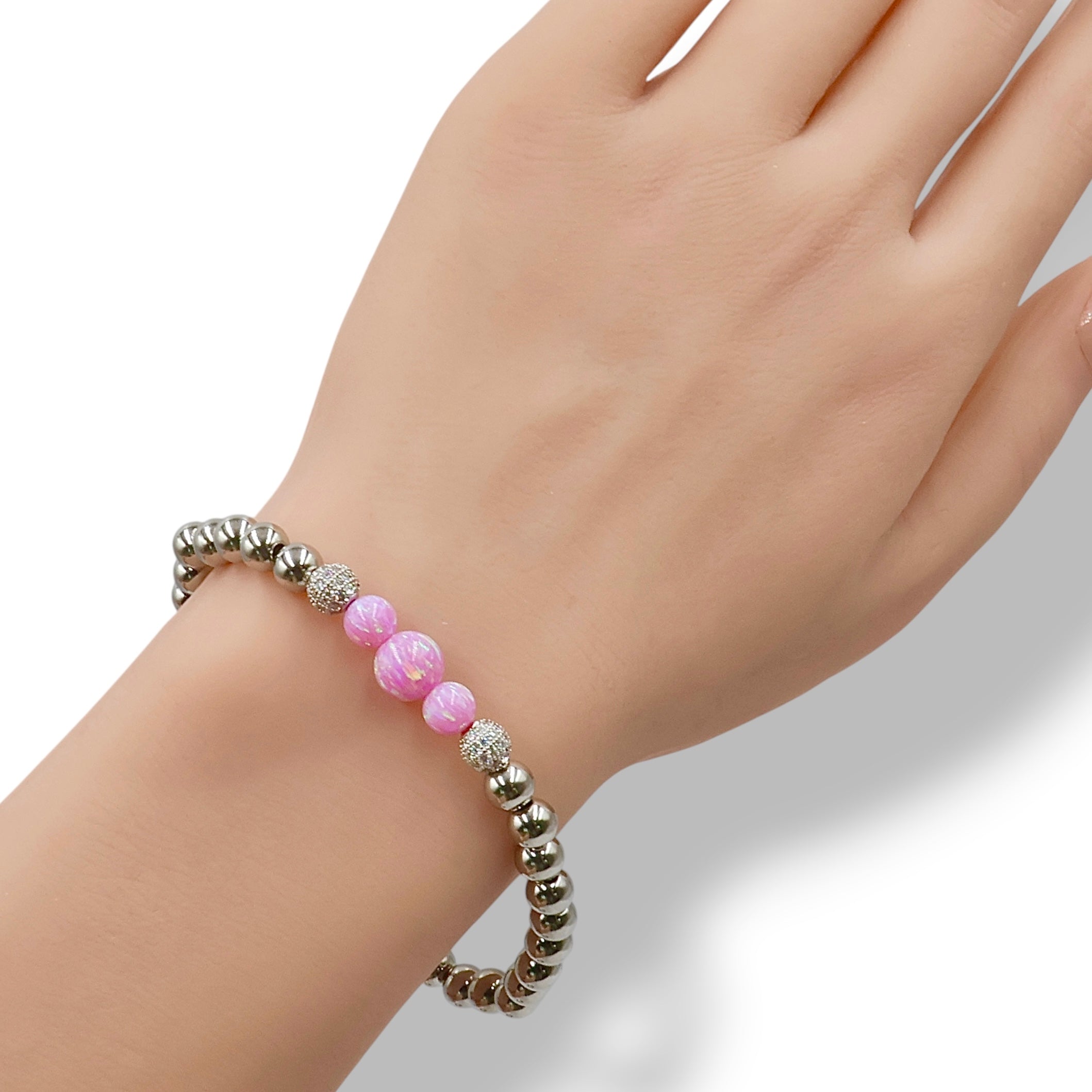 3-Opal Cascade Bracelet ~ Pink Topaz