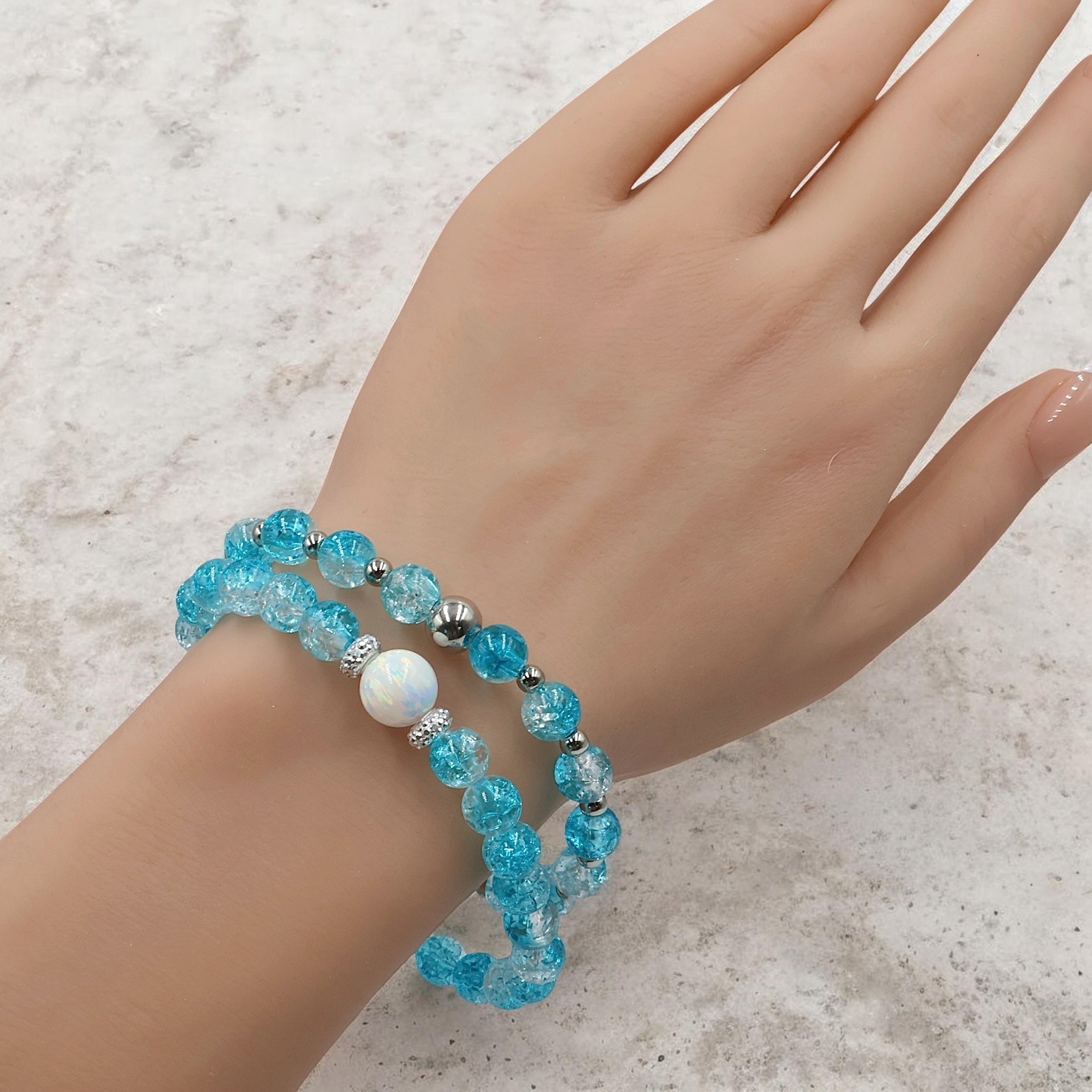 Crackle Bead Bracelet ~ Ocean Breeze