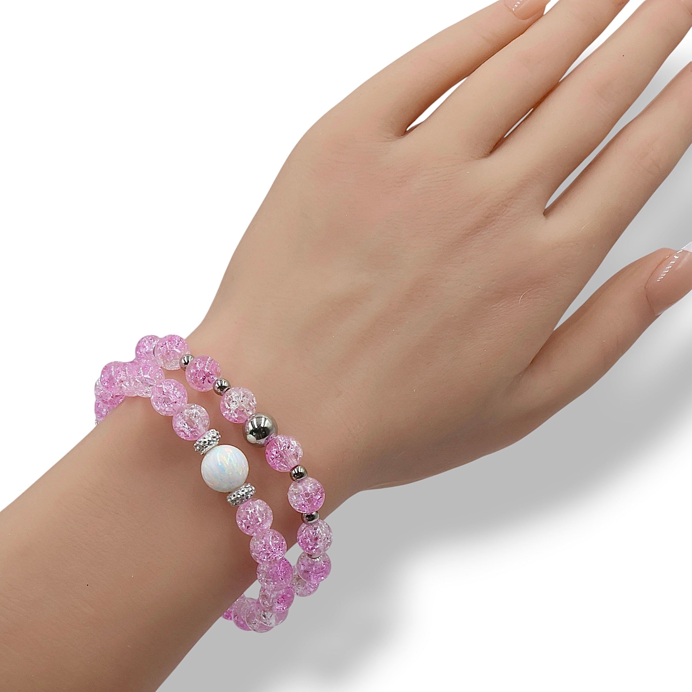 Crackle Bead Bracelet ~ Petal Whisper