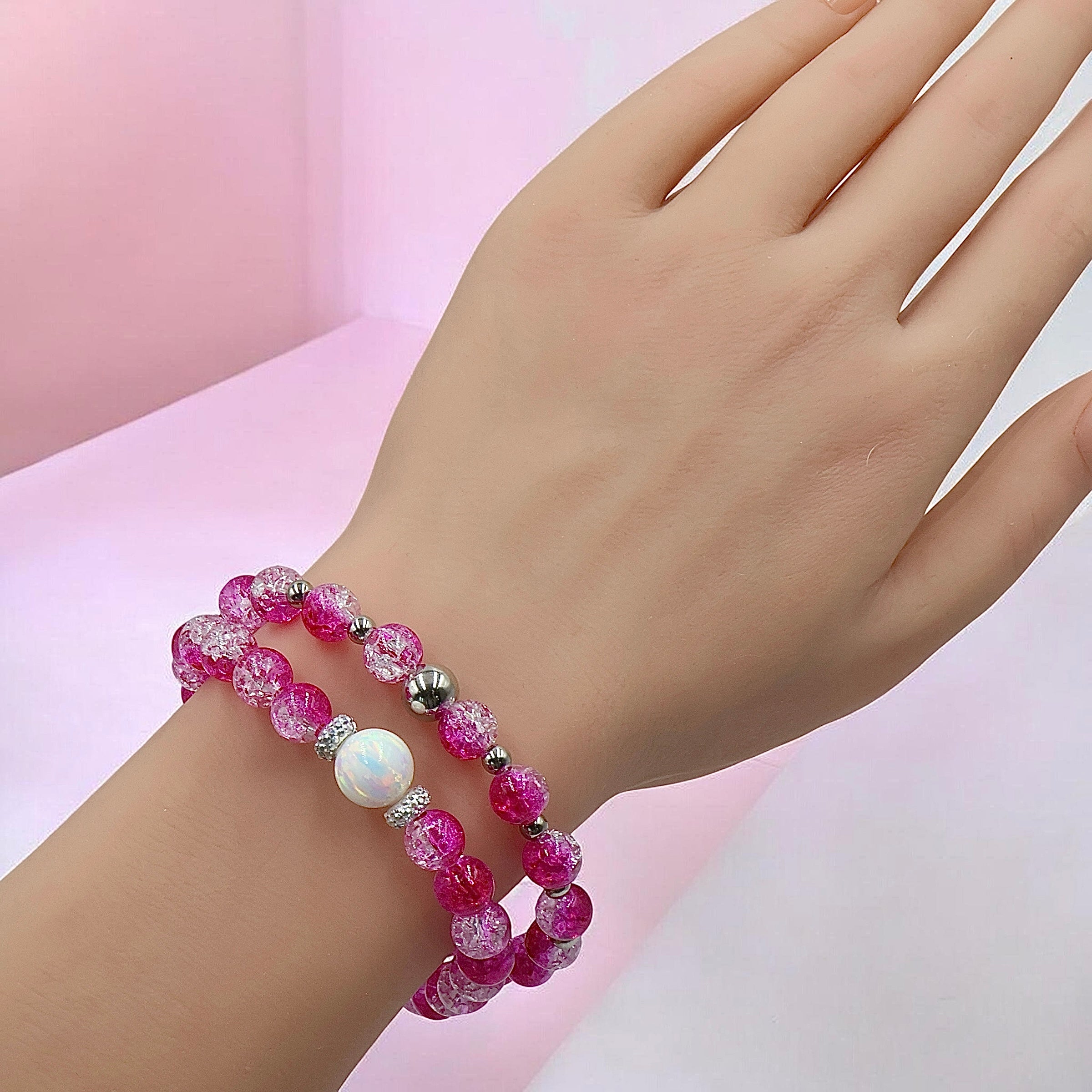 Crackle Bead Bracelet ~ Berry Bliss