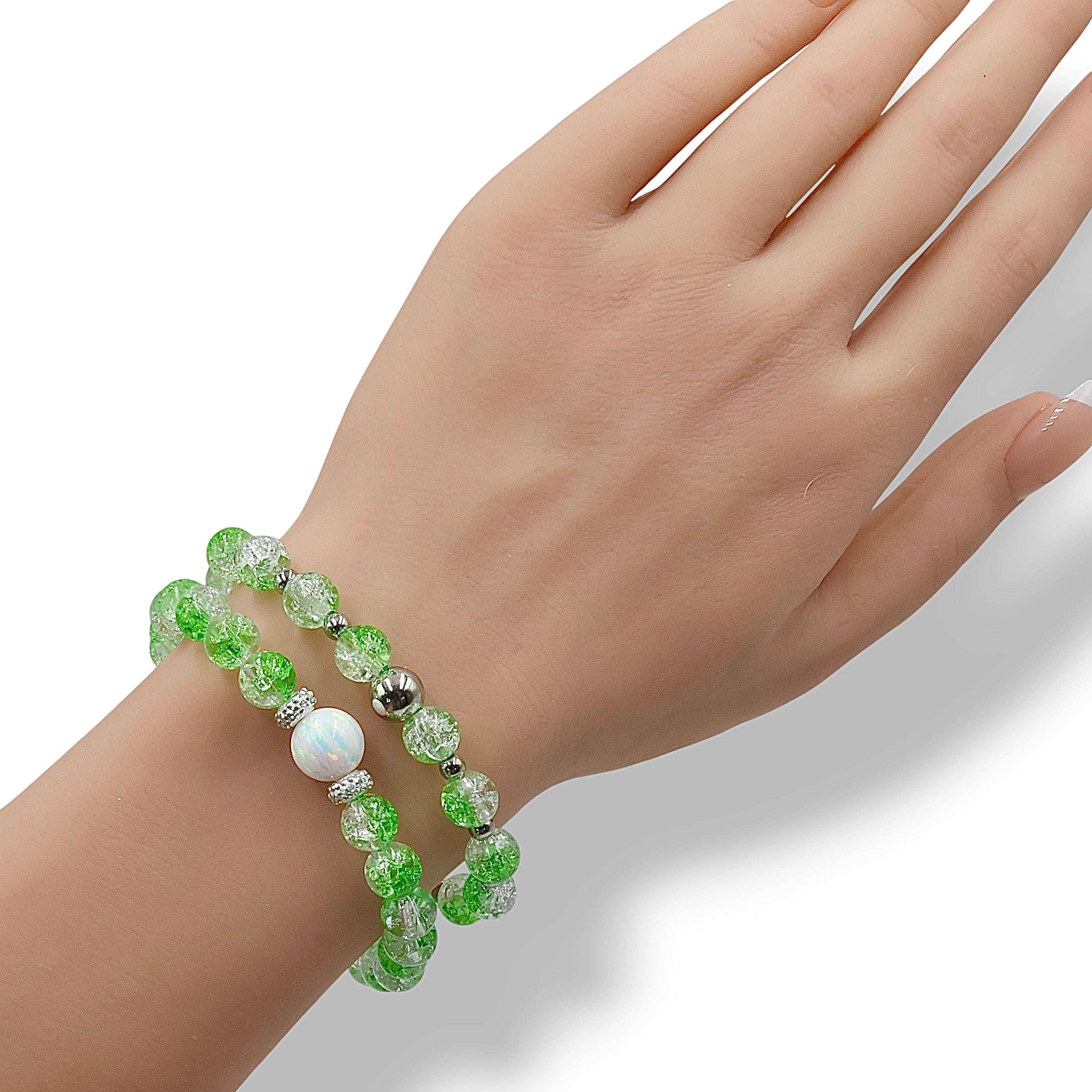 Crackle Bead Bracelet ~ Verdant Dream