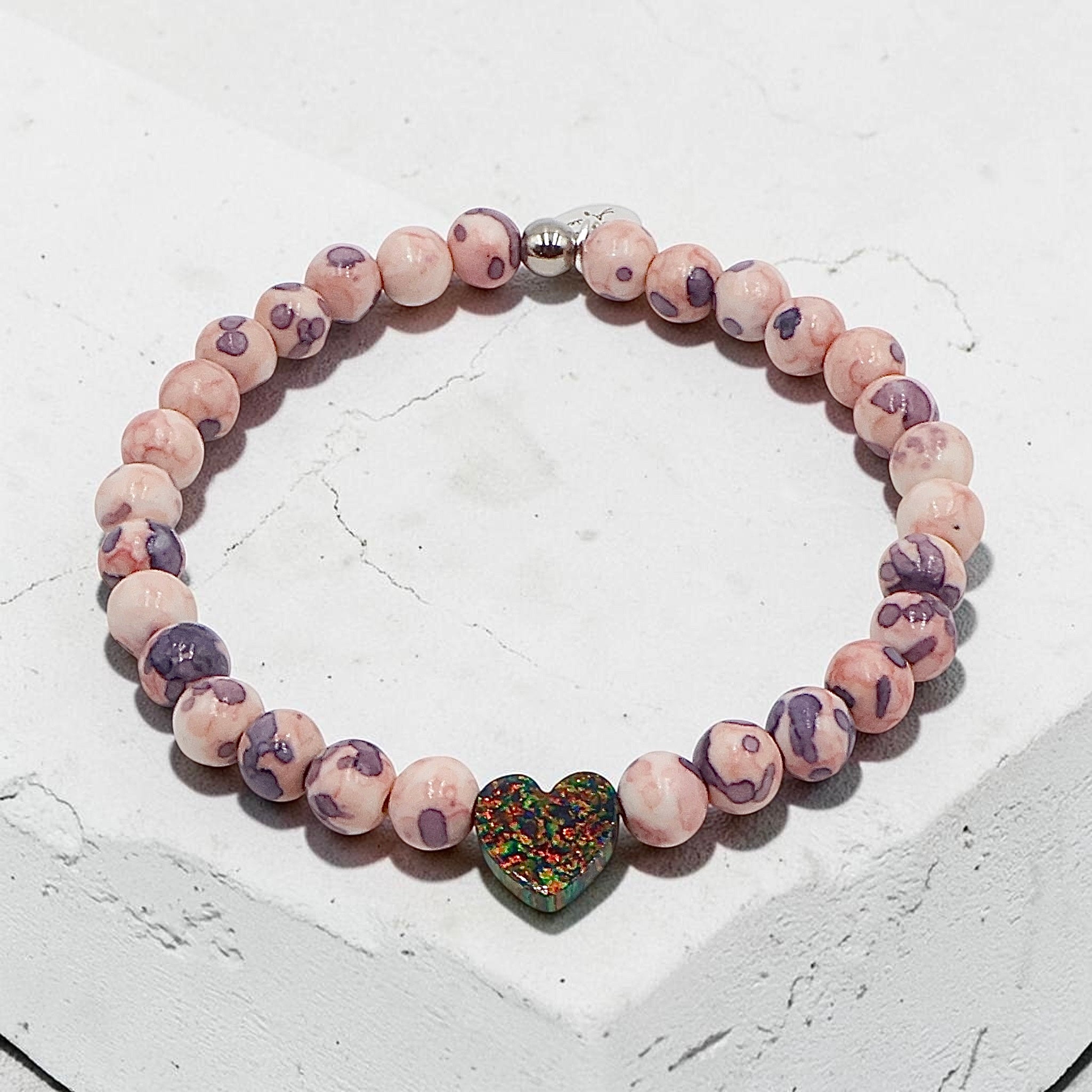 Midnight Rainbow | Opal Heart Bracelet