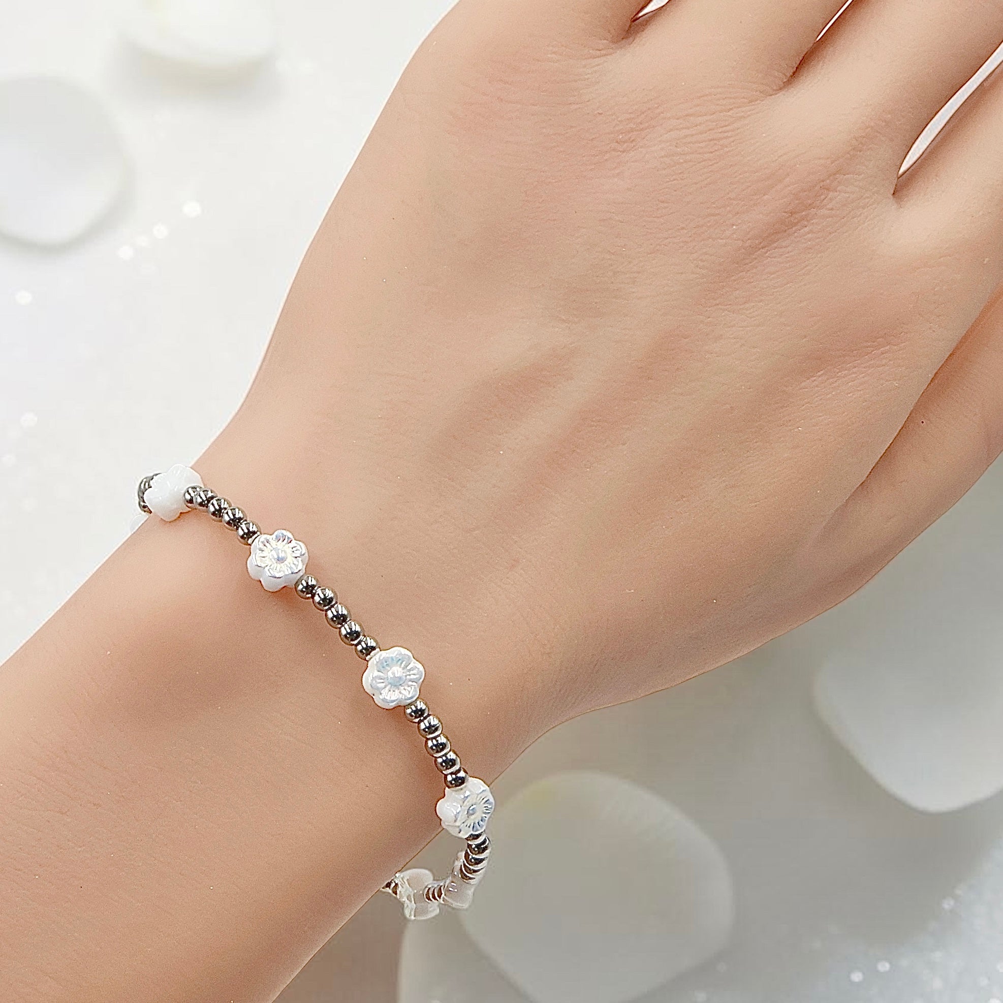 Flower Power Bracelet ~ Frosted Petal