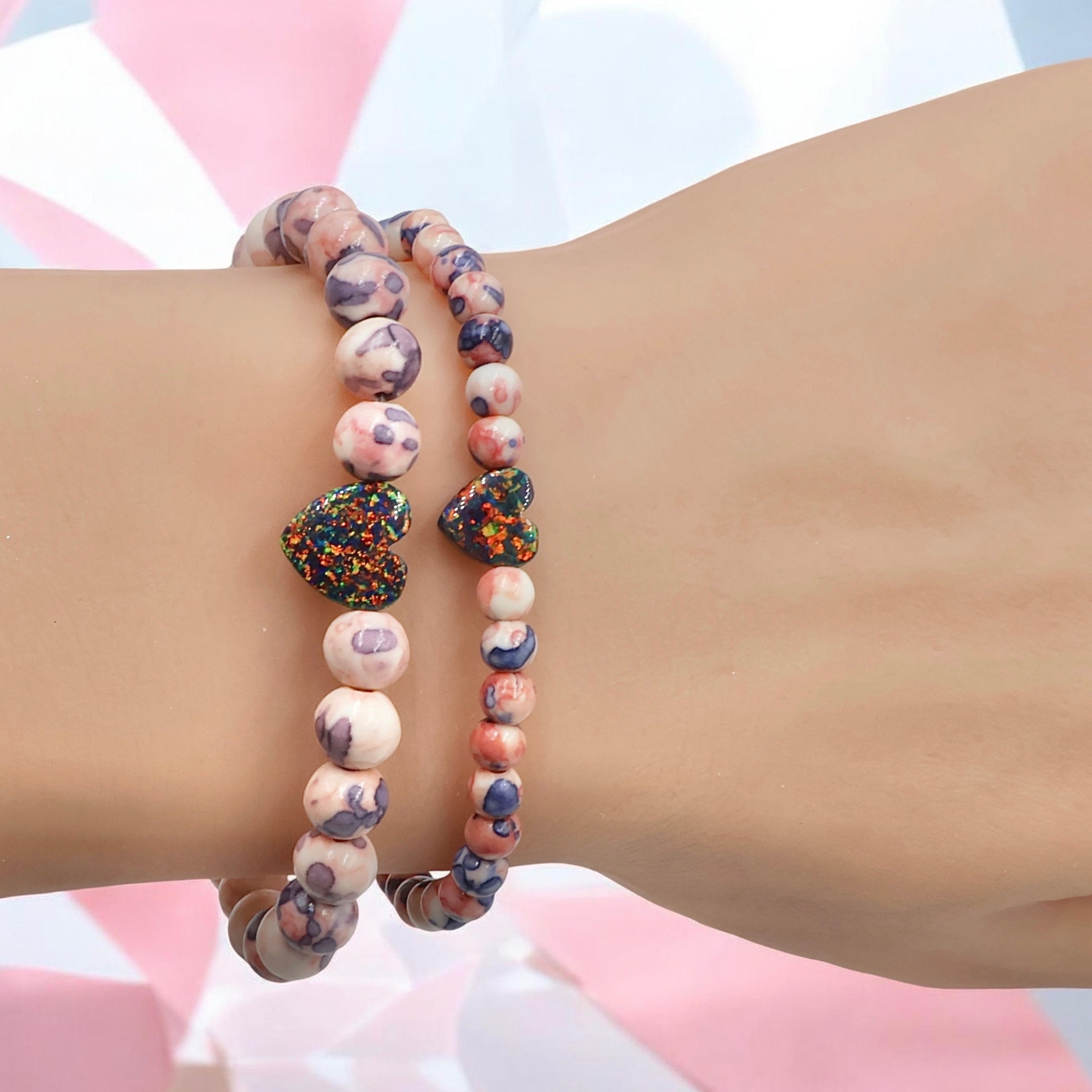 Midnight Rainbow | Opal Heart Bracelet