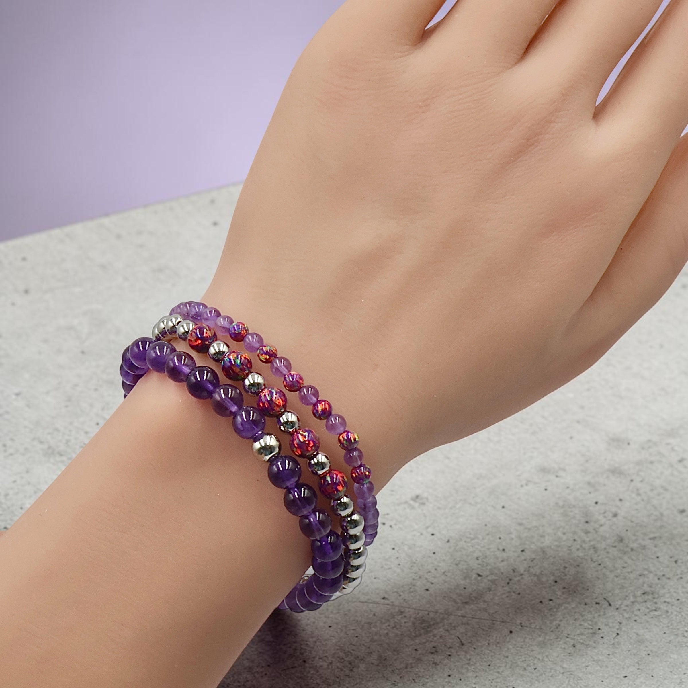 Amethyst | Micro Gem Opal Bracelet