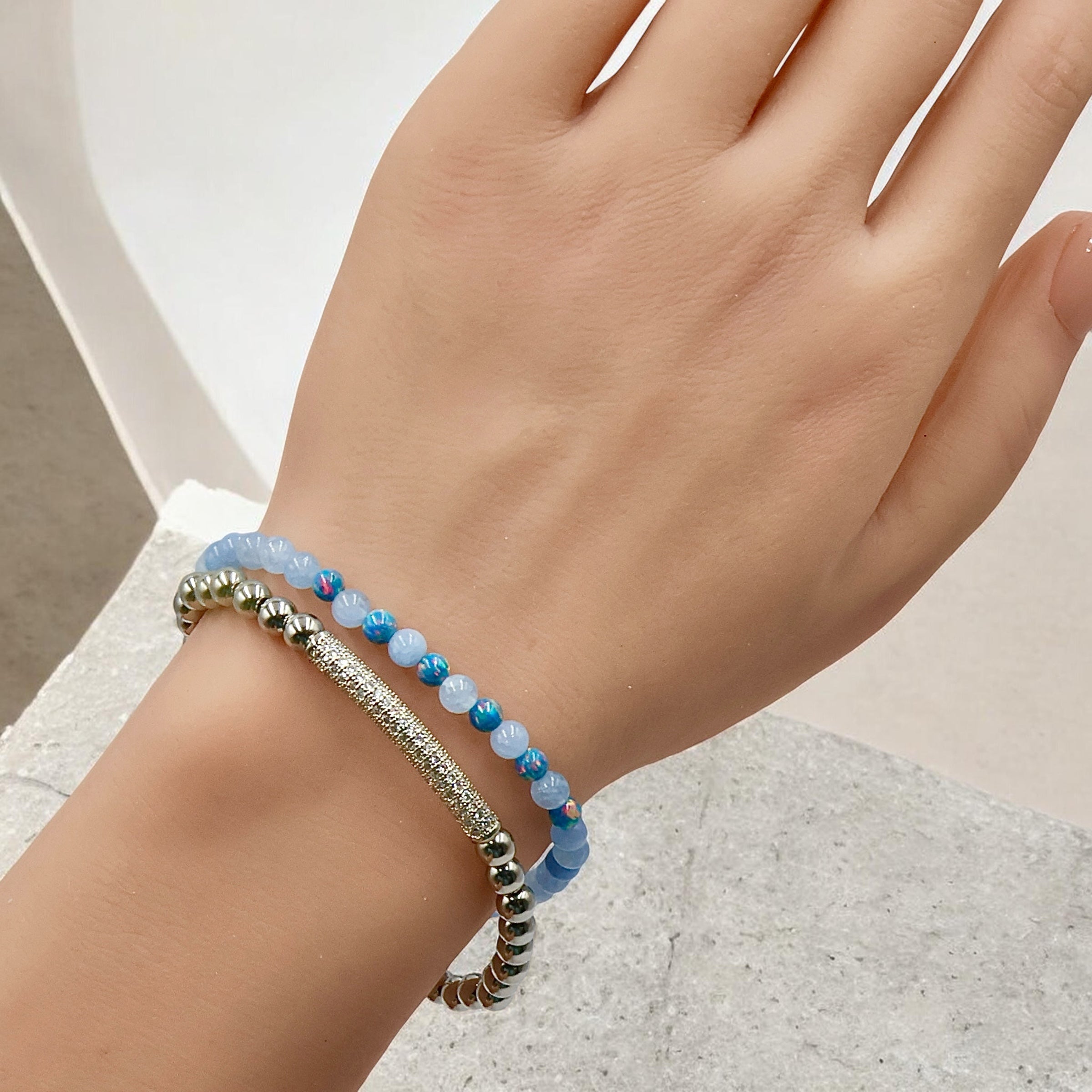 Aquamarine | Micro Gem Opal Bracelet